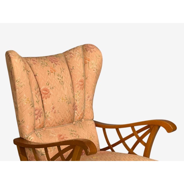 Wood Swedish Modern, Lounge Chairs, Braided Wood, Fabric, Sweden, 1930s For Sale - Image 7 of 12