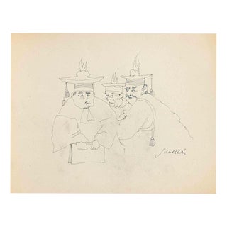 Mino Maccari, The Judges, 1940s, Pen on Paper For Sale
