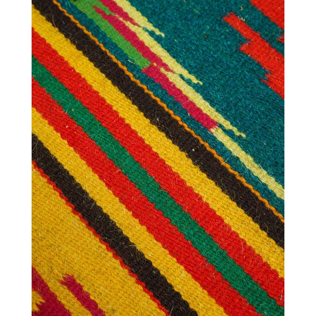 Vintage Mexican Serape / Saltillo-Style Handwoven Wool Flatweave Rug, 1970s For Sale - Image 4 of 12