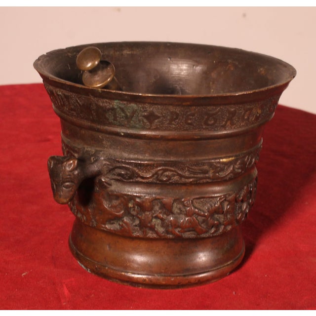 16th Century Antique Bronze Mortar, 1574 For Sale - Image 5 of 15