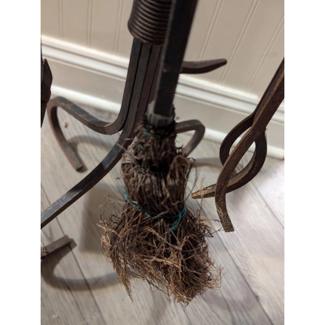 1940s Large Vintage Cast Iron Fireplace Tools Set- 5 Pieces For Sale - Image 5 of 8