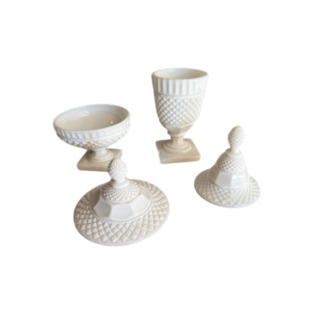 1950s Westmoreland Vintage Milk Glass Lidded Candy Jars For Sale - Image 5 of 6