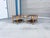 Mid-century modern walnut and oak side tables designed and manufactured by Lane Furniture in the United States, circa...