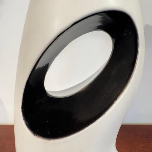 Vintage Italian White and Black Ceramic Vase with Organic Abstract, 1980s For Sale - Image 4 of 18