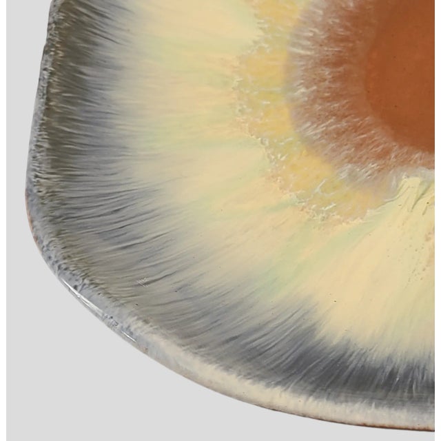 Mid-Century Modern Vintage Danish Modern Sunburst Glazed Pottery Candy Dish Plate Bowl Marked For Sale - Image 3 of 10