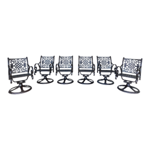Cast Classics Bronze Color Aluminum Swivel Rocking Arm Chairs - Set of 6