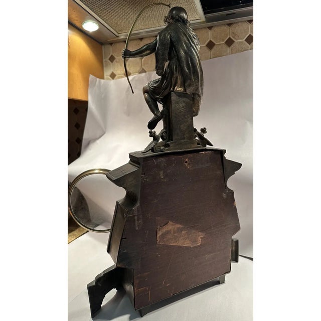 19th Century Nicholas Muller & Ansonia “Ulysses” Cast Metal Front Statue Mantel Clock For Sale - Image 9 of 12