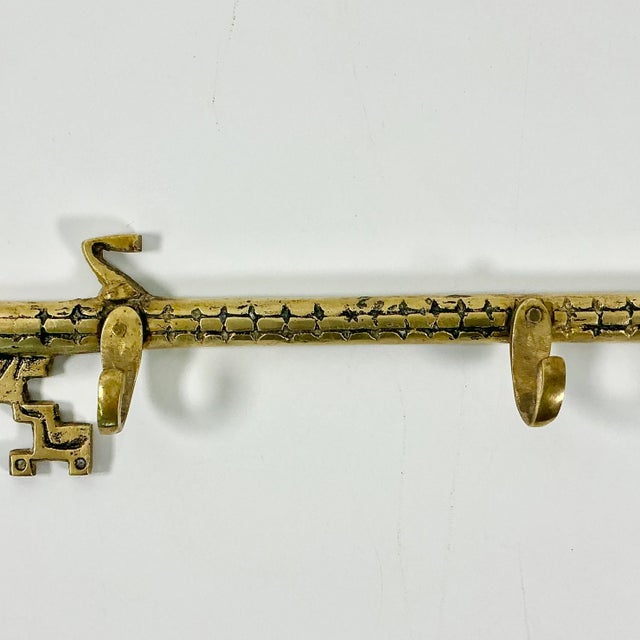 Mid 20th Century Mid-Century English Victorian Brass Antique Key Motif Wall Hook For Sale - Image 5 of 12