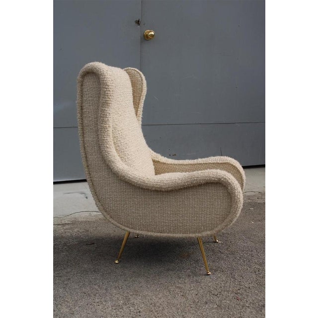 1950s Senior Armchair in Wool & Brass by Marco Zanuso, 1950s For Sale - Image 5 of 15