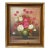 Oil Paint Canvas Art Pink White Blossom Roses Gold Color Frame Painting For Sale