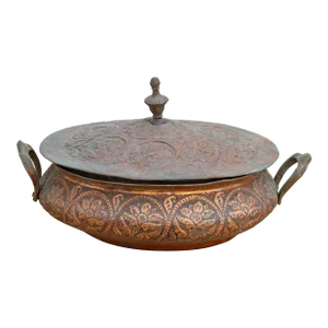 Antique Floral Engraved Copper Bowl