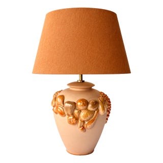 Ceramic Terracotta Table Lamp with Sculptural Glazed Fruit Decoration, 1980s For Sale