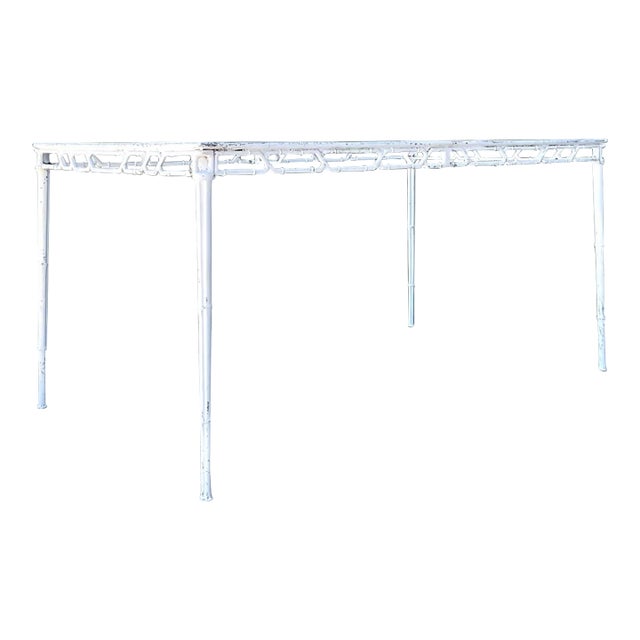 Vintage Brown Jordan “Calcutta” Metal Patio Dining Table With Glass Top For Sale
