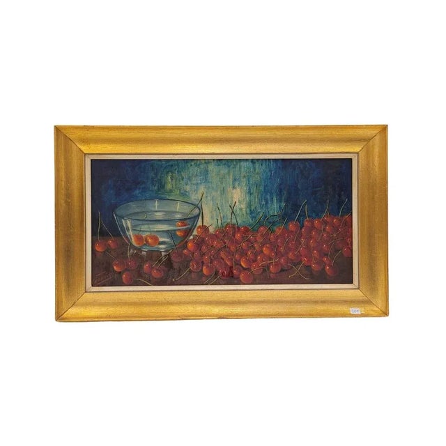 José Luis Capitaine, Still Life of Cherries, 20th Century, Oil on Panel, Framed For Sale - Image 11 of 11