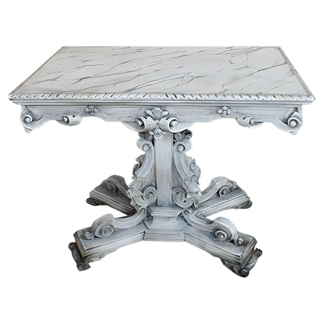 Victorian Baroque Style Italian Painted Faux Marble Centre Table For Sale