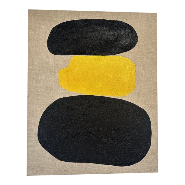 Gold Stacked, on Important Spanish Linen Original Painting, Framed For Sale