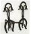 Pair of early 20th century folk art style andirons. Wrought iron incorporating horse shoes.