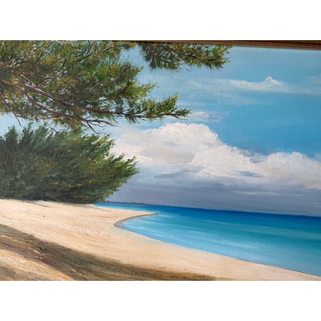 1980s Vintage Beach Impressionist Landscape Oil on Canvas Painting – Framed For Sale - Image 5 of 10