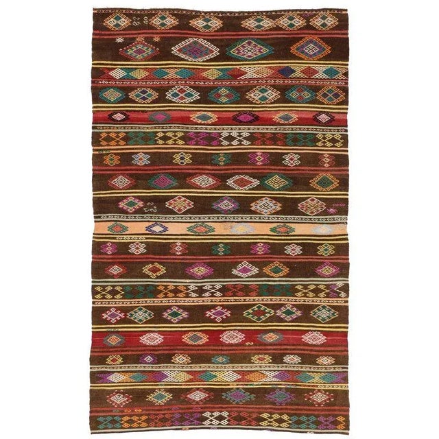 1950s Vintage Turkish Balikesir Jajim Kilim Rug - 6′10″ × 11′ For Sale - Image 10 of 10