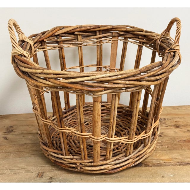 Early 20th Century Vintage French Large Open Weave Basket For Sale - Image 5 of 10