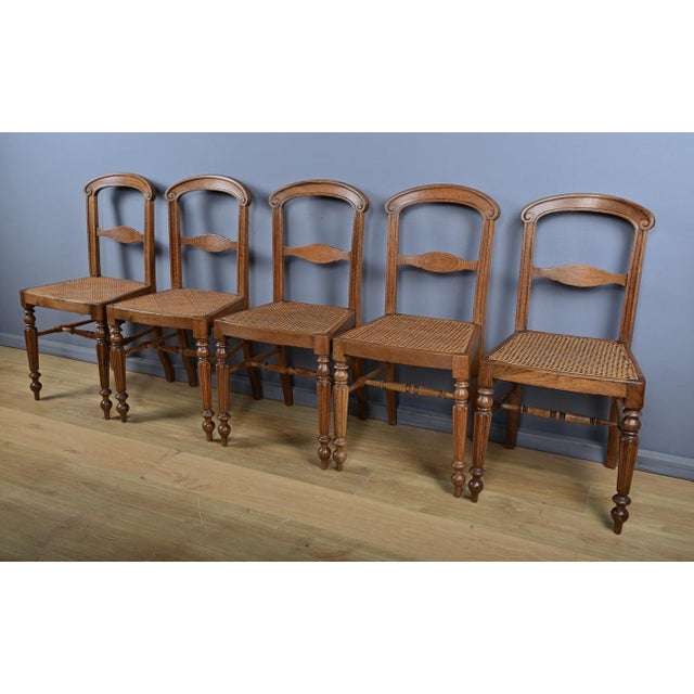 Louis Philippe Oak Chairs, Late 19th Century, Set of 5 For Sale - Image 5 of 18