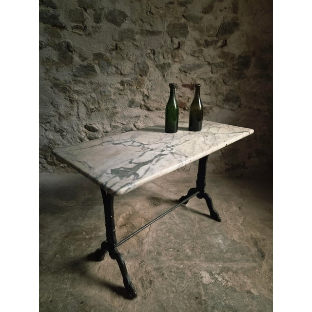 Antique French Marble Bistro Table with Cast Iron Base, 1920s For Sale - Image 11 of 18