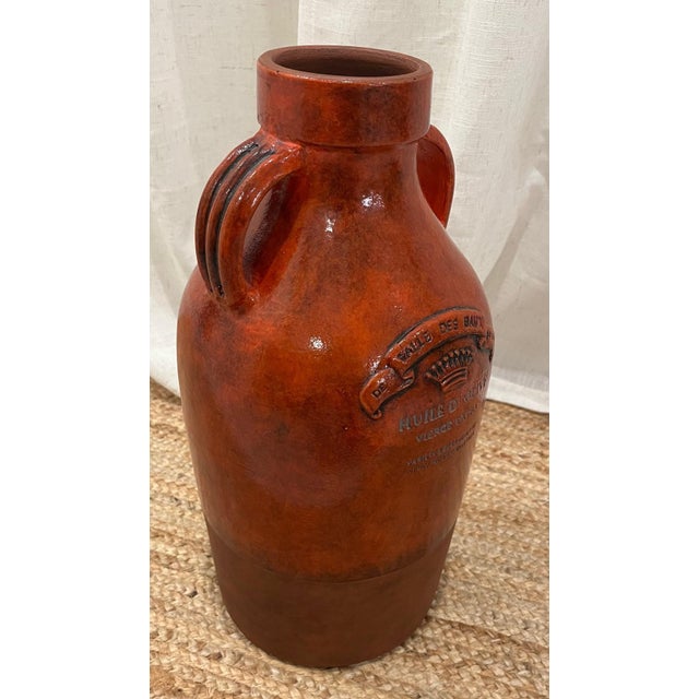 Late 20th Century Vintage Mediterranean French Olive Oil Two Handle Pottery Jug Jar 18'' For Sale - Image 5 of 8
