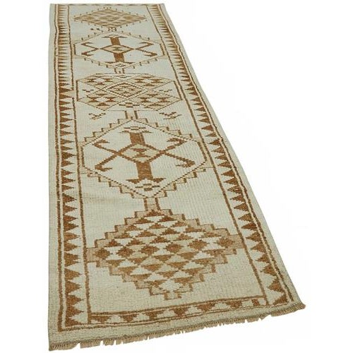 Textile Beige Bohemian Runner Rug For Sale - Image 7 of 7