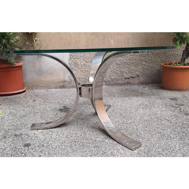1970s Dining Table in Chrome with Transparent Glass Top, 1970s For Sale - Image 5 of 5