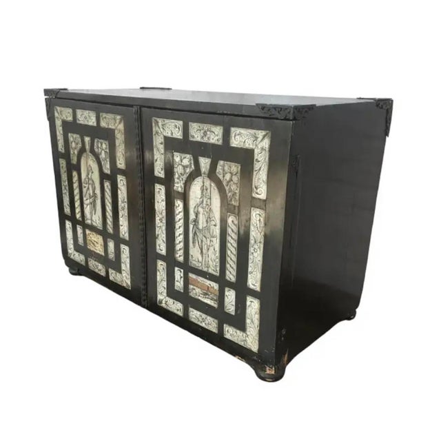 17th Century Italian Ebonized Inlaid Milanese Table Cabinet For Sale - Image 10 of 13