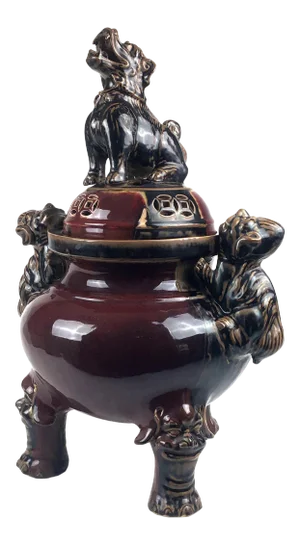Large Chinese Porcelain Foo Dog Lion Incense Burner