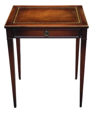 Mid 20th Century Gordon's Fine Furniture Genuine Mahogany and Leather Side Table