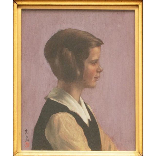 Amethyst 1920s Kanji (Kanzi) Nakamura "Portrait of Betsy" Painting, Framed For Sale - Image 8 of 9