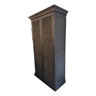 Restoration Hardware Shutter Single Armoire, Black For Sale