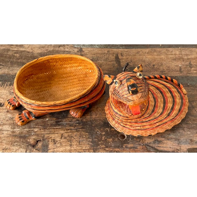 Rustic Vintage Shanghai Weave Tiger Basket For Sale - Image 3 of 12