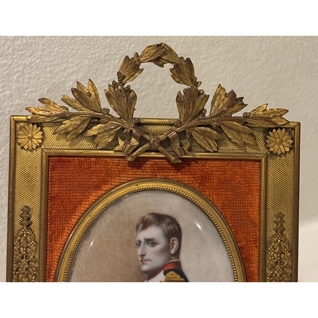 Antique Napoleon Miniature Portrait in Empire Style Ormolu Frame, Signed For Sale In Little Rock - Image 6 of 18