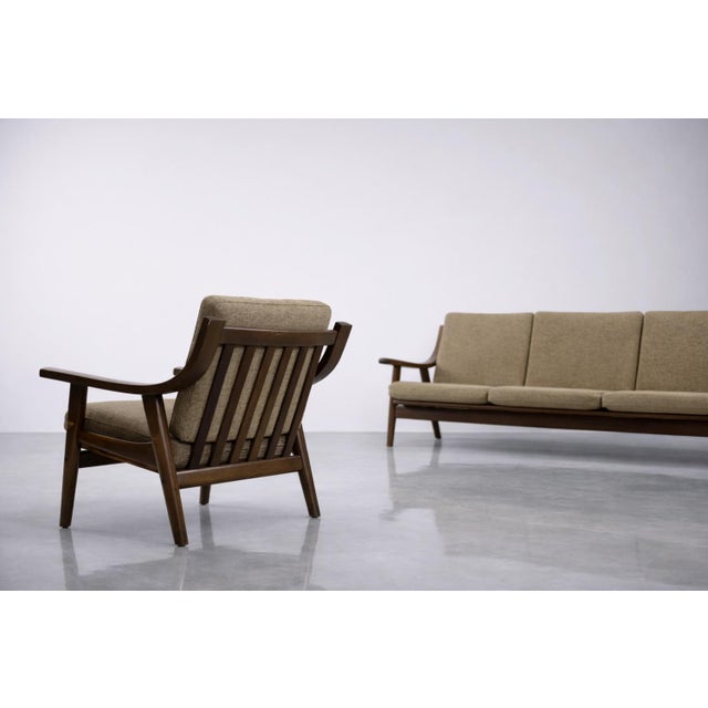 1960s Vintage Mid-Century Scandinavian Modern 3-Seat Sofa & Armchair by Hans J. Wegner for Getama, 1960s, Set of 2 For Sale - Image 5 of 18