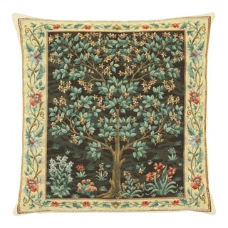 Tree of Life Dark Tapestry Cushion With Feather Filler - 46x46cm (18"x18") For Sale