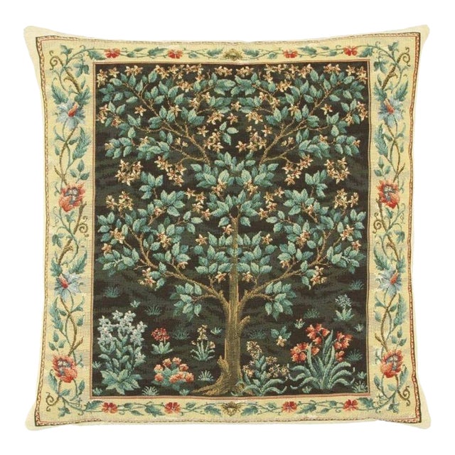 Tree of Life Dark Tapestry Cushion With Feather Filler - 46x46cm (18"x18") For Sale