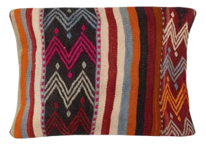 16"x24" Vintage Kilim Cushion Cover. Hand-Woven Bohemian Lumbar Pillow Cover