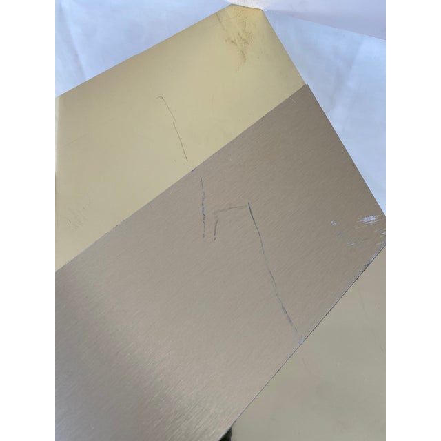 Paul Evans Style Mid-Century Modern Gold Cityscape Triangular End Side Table For Sale - Image 10 of 11
