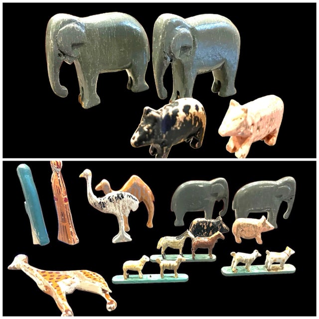 Antique Noah's Ark, 15 Figures, Handmade by Uk War Relief Wwi Soldiers 1918-20 For Sale - Image 9 of 12