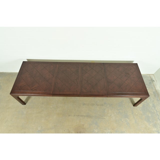 1970s Henredon Mid-Century Hollywood Regency Chinoiserie Oak Extension Dining Table, Newly Refinished For Sale - Image 5 of 16