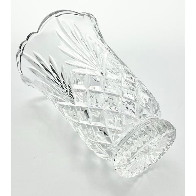 1980s Vintage Tulip Flared Scalloped Footed Crystal Vase For Sale - Image 5 of 7