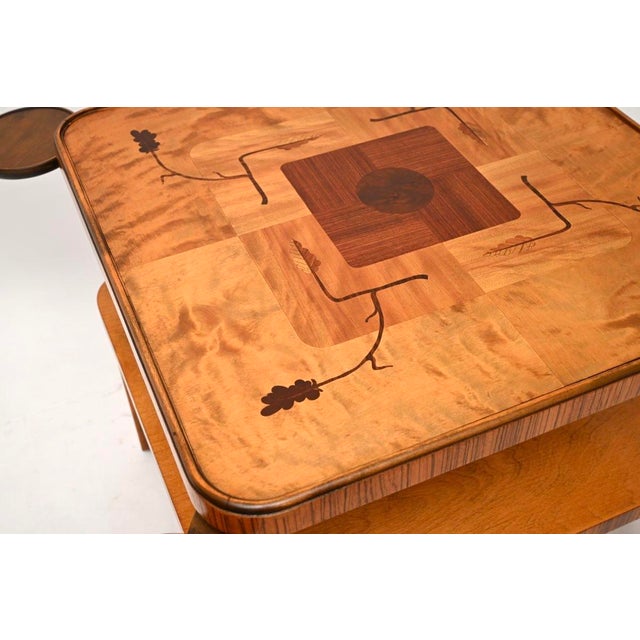Brown Swedish Art Deco Inlaid Satin Birch Occasional Table, 1920 For Sale - Image 8 of 11