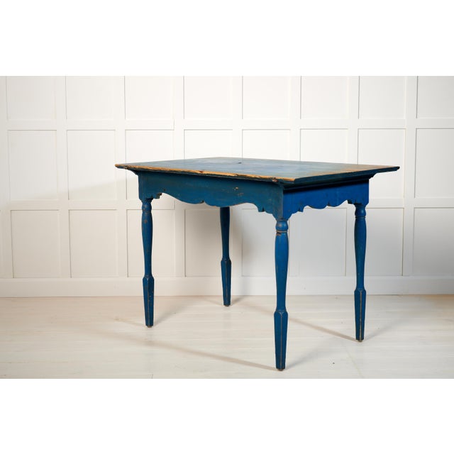 Wood Northern Swedish Blue Country Table For Sale - Image 7 of 14