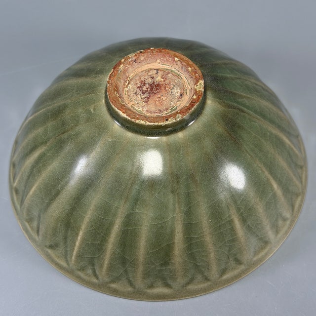 Green Antique Chinese Longquan Celadon Carved Lotus Bowl For Sale - Image 8 of 8
