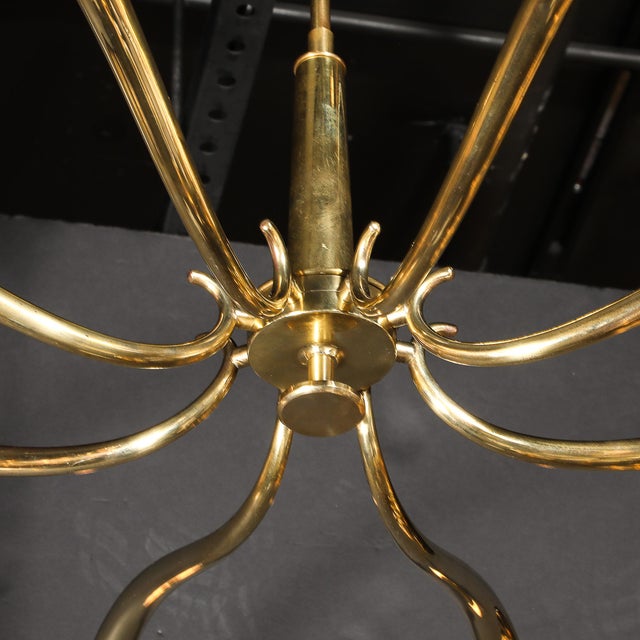 Mid-Century Polished Brass 8-Arm Sculptural Chandelier by Oscar Torlasco For Sale - Image 12 of 17