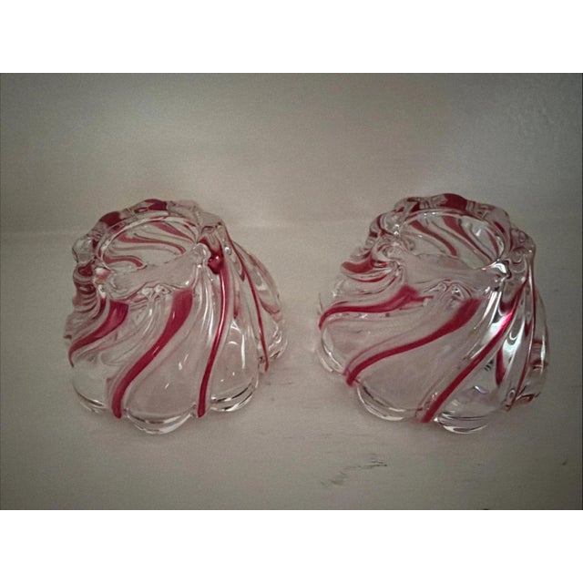 1990s 1990s Pair of Mikasa Peppermint Swirl Glass Candy Dish For Sale - Image 5 of 5