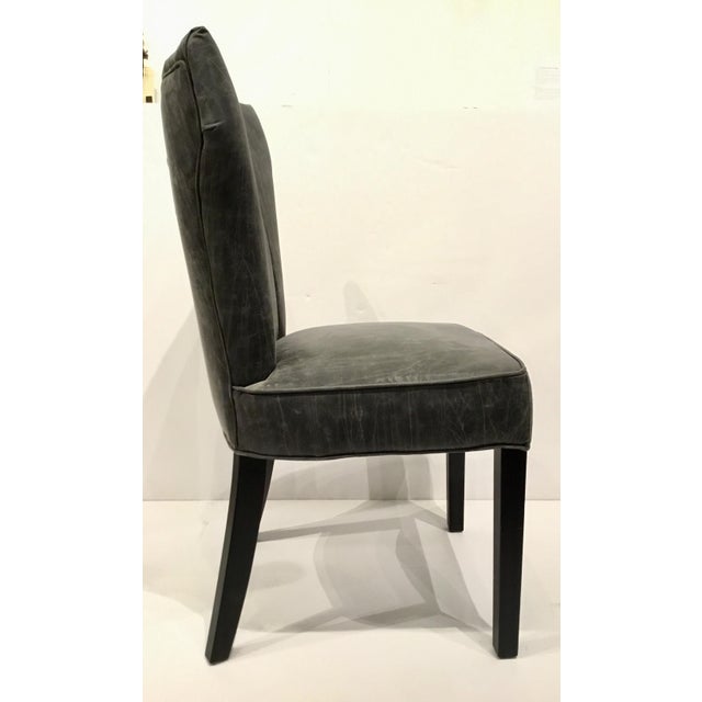 Dark Gray Distressed Leather Dining Chairs Set of Six Chairish